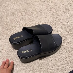 Geox Women's Black Platform Mules